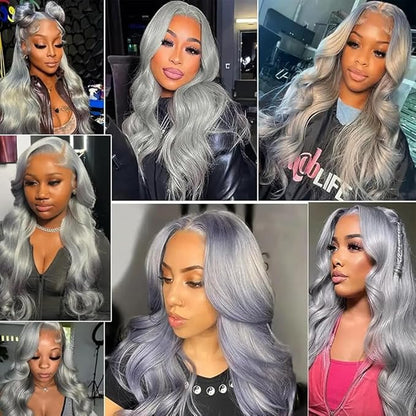 Grey Body Wave Bundle Light Grey Bundles Human Hair Silver Bundle Niegmeag Double Weft Virgin Remy Pure Gray Human Hair Bundle 300g