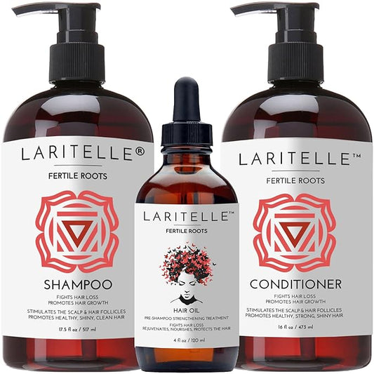 Organic Hair Growth Set Shampoo 17 oz + Conditioner 16 oz + Hair Loss Treatment 4 oz Ayurvedic Herbs, Lavender, Ginger, Rosemary NO GMO, Sulfates, Gluten, Alcohol, Parabens, Phthalates