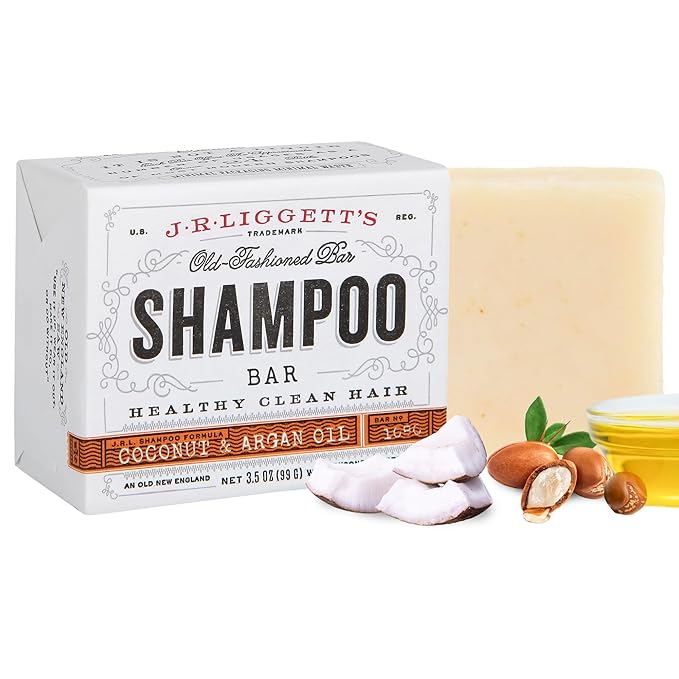 J·R·LIGGETT'S All-Natural Virgin Coconut and Argan Oil Shampoo Bar | Solid Dry Fragrance-Free Bar | Sulfate-Free With Antioxidants and Vitamins | 1 Pack | Virgin Coconut and Argan Oil | 3.5 Ounces