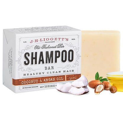 J·R·LIGGETT'S All-Natural Virgin Coconut and Argan Oil Shampoo Bar | Solid Dry Fragrance-Free Bar | Sulfate-Free With Antioxidants and Vitamins | 1 Pack | Virgin Coconut and Argan Oil | 3.5 Ounces