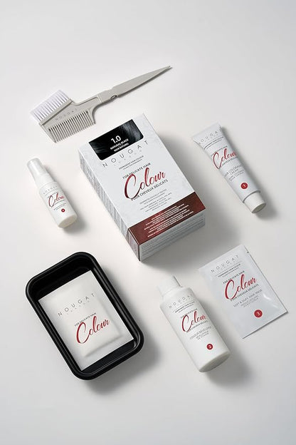 NOUGAT Dark Chestnut Natural Permanent Hair Color Kit,Dermatologically Tested, Ammonia & Alcohol Free, 100% Grey Coverage, Hair Mask & Essence included, Long Lasting
