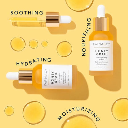 Farmacy Hydrating Face Oil - Honey Grail Nourishing Oil for Skin & Hair - Infused with Sea Buckthorn Oil, Rosehip Oil & Buckwheat Honey to Moisturize & Maintain a Healthy Skin Barrier (30ml)