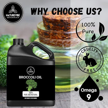 Naturevibe Botanicals Broccoli Oil 32 Ounces | 100% Pure and Natural | Great for Skin Care and Hair Care