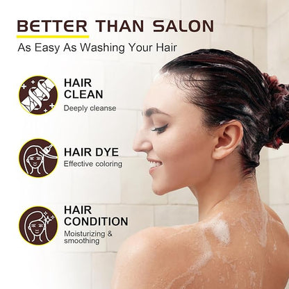 Brown Hair Shampoo 3 in 1, Instant Hair Color for Gray Hair Coverage, 500ML Hair Color Shampoo Lasts 30 Days with Herbal Ingredient, Natural Hair Color Shampoo for Women & Men