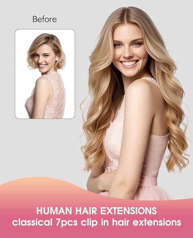 Youngsmile Human Hair Clip in Hair Extension, 7 Pcs 16 Inch 120 Gram Thick End Hair Extensions, #1B Natural Black Silky Straight Remy Clip in Hair Extensions Double Weft (CLIP#1B-16Inch)