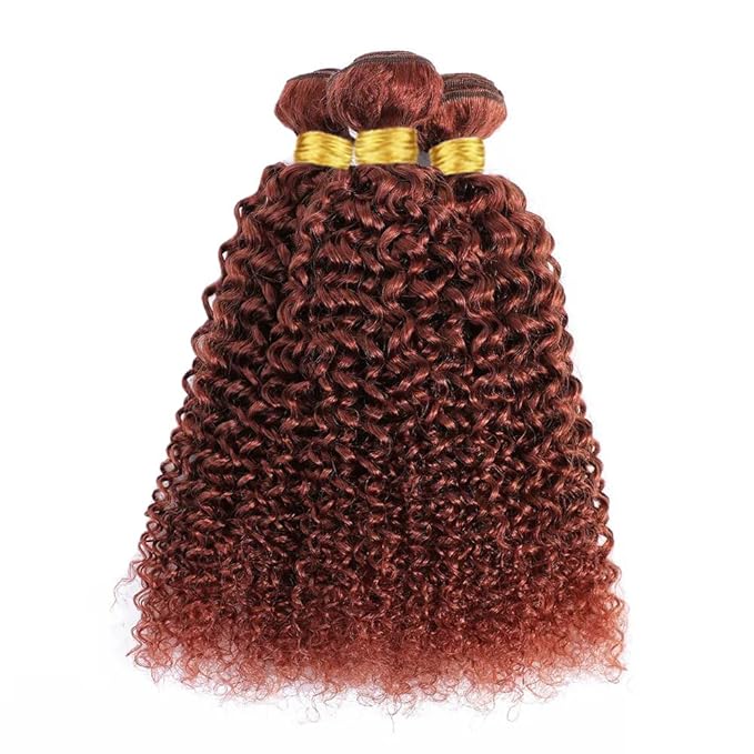Red Brown Bundles Human Hair Kinky Curly Bundles Color 33 Curly 8a Grade Brazilian Human Hair Soft and Silky for Black Women 22 24 26 Inch
