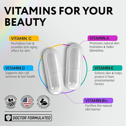 Biotin for Hair Growth Women & Men with Collagen & Keratin 30000mcg for Hair Loss & Thinning Hair - Hair Skin Nails Vitamins, Biotin 10000mcg and Collagen Supplement - Hair, Skin, Nail Care - 60 Pills
