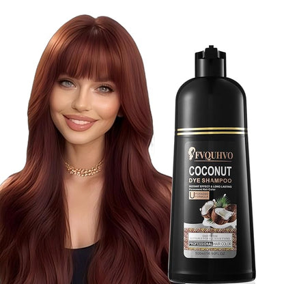 Fvquhvo Brown Hair Dye Shampoo, Instant Hair Color for Women Men, Colors in Minutes, Long Lasting Coconut Dye Shampoo, Easy to Use 16.90 Fl Oz