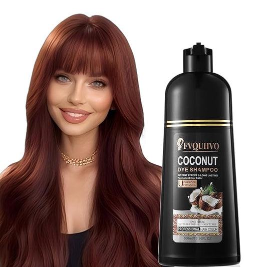 Fvquhvo Brown Hair Dye Shampoo, Instant Hair Color for Women Men, Colors in Minutes, Long Lasting Coconut Dye Shampoo, Easy to Use 16.90 Fl Oz