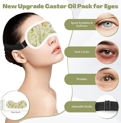 12 Pcs Castor Oil Pack Wrap, Reusable Castor Oil Pack Kit Organic Cotton for Shoulder Hands Neck Waist Chest Knees and Feet, Adjustable Compress Pads for Entire Body, Machine Washable(Green)