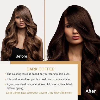 Dark Coffee Hair Dye Shampoo, Hair Color Shampoo for Gray Hair, Brown Hair Dye, Brown Hair Shampoo, Champu Para Canas, Long Lasting Natural Color, Easy to Use, 16.90 Fl Oz