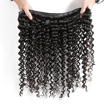 26 28 30 Inch Color #1B Human Hair Bundles Natural Black Kinky Curly Bundles Brazilian Grade 8A Virgin Human Hair Extensions #1B Kinky Curly Bundles Natural Color Bundles
