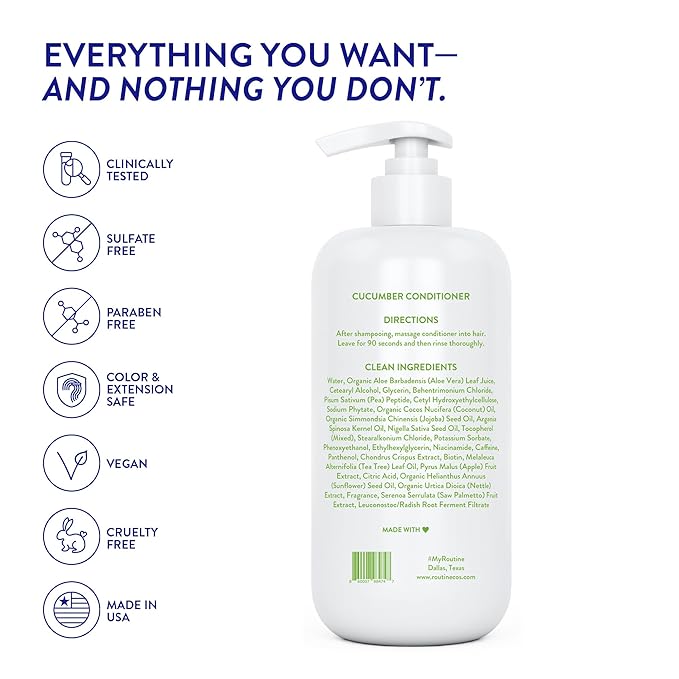 Routine Wellness Anti-Thinning Deep Conditioner for Thinning Hair - DHT Blocker for Hair Loss in Men & Women - Promotes Healthy Hair - Cucumber 14oz
