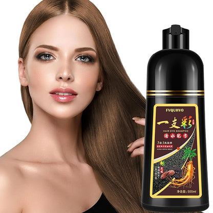 Chestnut Brown Hair Dye Shampoo 3 in 1 for Men & Women, Natural, for 100% Gray Coverage, Brown Hair Colors in 10-15 mins, 16.9 Fl Oz
