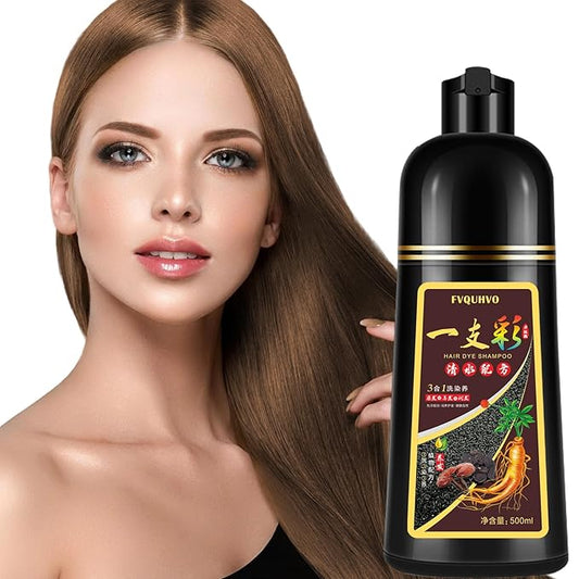 Chestnut Brown Hair Dye Shampoo 3 in 1 for Men & Women, Natural, for 100% Gray Coverage, Brown Hair Colors in 10-15 mins, 16.9 Fl Oz