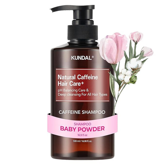 KUNDAL Korean Caffeine Scalp Shampoo [Baby Powder] – Sulfate-Free Hair Care with Menthol & Botanical Extracts – For Fuller-Looking Hair, Scalp Refresh & Strength – 16.9 Fl Oz