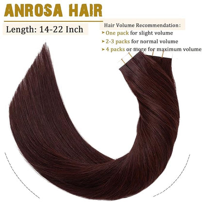 Anrosa 20 Inch Tape In Hair Extensions Human Hair Real Remy Human Hair Tape In Premium Quality Silky Hair Natural Hair Extensions Seamless Skin Weft Double Sided 20/Pcs 50g