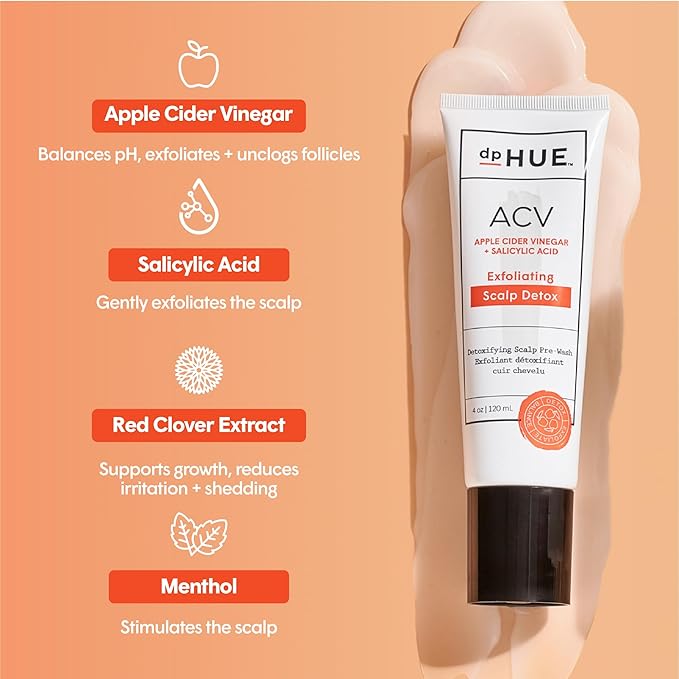 dpHUE ACV Exfoliating Scalp Detox - 4 oz - Helps Reduce Shedding & Promote Healthy Hair Growth - With Salicylic Acid & Niacinamide - No Added Fragrance - Vegan & Color Safe