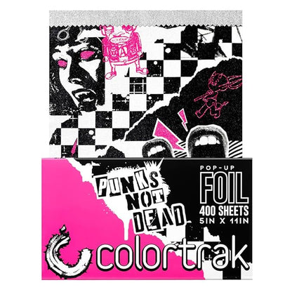 Colortrak Punk Pop-up Foil W/Dispenser (400 Count), Pre-cut Sheets, Non-Slip Embossed Texture, 5" x 11" Sheets for Hair Foil Coloring and Highlighting Sheet Applications
