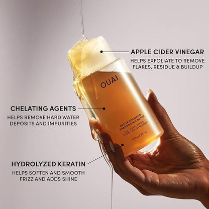 OUAI Detox Shampoo Refill - Clarifying Shampoo for Build Up, Dirt, Oil, Product and Hard Water - Apple Cider Vinegar & Keratin for Clean, Refreshed Hair - Sulfate-Free Hair Care (32 oz)