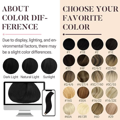 MAXITA Tape in Hair Extensions Human Hair 1B Natural Black 16 Inch 100g 40pcs Thick Ends Remy Human Hair Seamless Straight Hair Extensions Invisible Tape in Extensions Human Hair