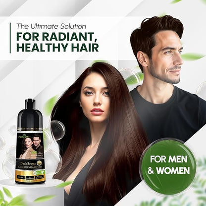 Herbishh Dark Brown Shampoo, Hair Dye Shampoo 3 in 1, 100% Grey Coverage, Hair Color for Men & Women, Long-lasting Color in 20-25 Mins, Ammonia-free, 200 ml