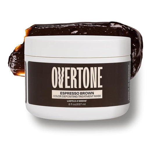Overtone Color Depositing Semi-Permanent Hair Dye Conditioner - 8 oz For Natural & Color-Treated Hair, Moisturizing Shea Butter & Coconut Oil - Vegan & Cruelty-Free, Espresso Brown