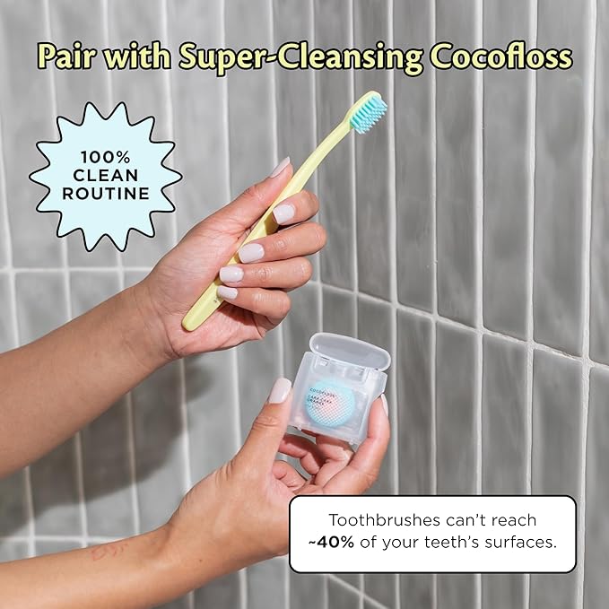 Cocofloss Cocobrush, Ultra-Soft Manual Toothbrush, Dentist-Designed, Gentle on Gums, Made from Recycled Plastic, Limoncello Yellow