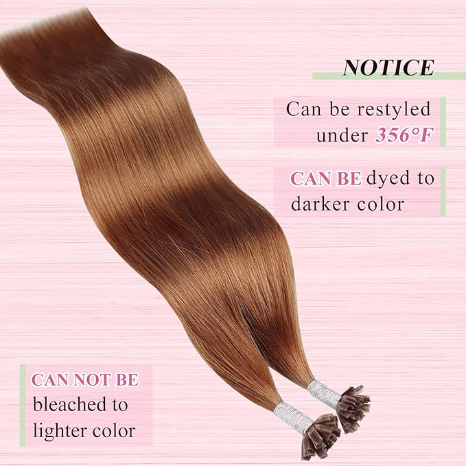 YoungSee U Tip Hair Extensions Copper UTip Hair Extensions Human Hair Copper 16In U Tip Keratin Hair Extensions Copper Pre Bonded Hair Extensions Comfortable and Soft Hair Extensions Utip 50s/25G
