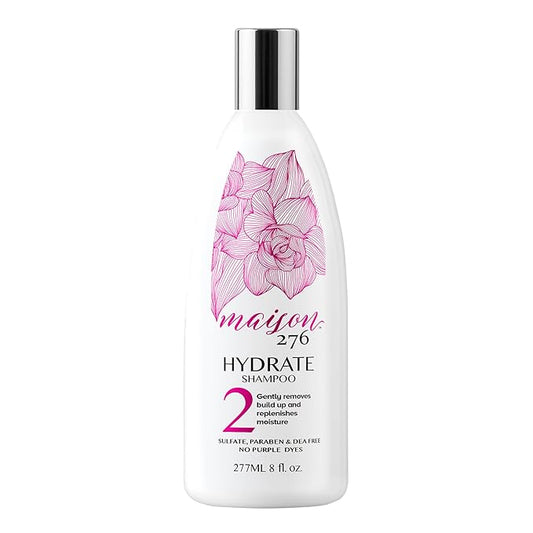 Maison 276 HYDRATE Shampoo for Silver, Gray & Blonde Hair, Tone-Correcting, Neutralizes Brassiness & Replenishes Hair Moisture, Sulfate-Free, 8 oz Bottle