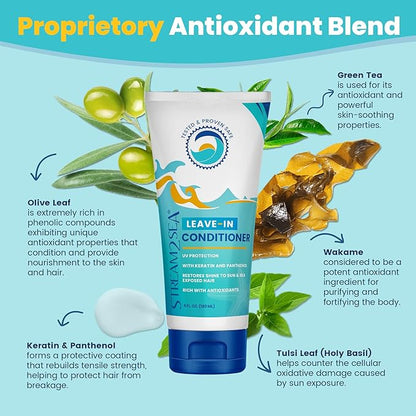 STREAM 2 SEA Leave In Conditioner Reef Safe Hair Conditioner Formula For Dry and Damaged Hair, 32 oz Paraben Free Hair Detangler with UV Protection For All Hair Types