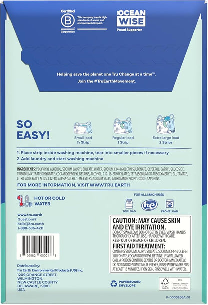 Tru Earth Compact Dry Laundry Detergent, Unscented - Up to 64 Loads (32 Sheets) | Liquidless Detergent, Travel | Packaging May Vary