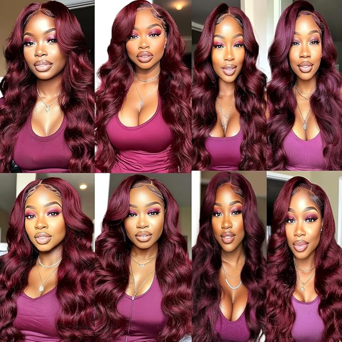 99j Burgundy Body Wave Bundles Wine Red Human Hair Body Wave Bundles Brazilian Wet and Wavy Soft Silky for Woman 12 14 16 Inch