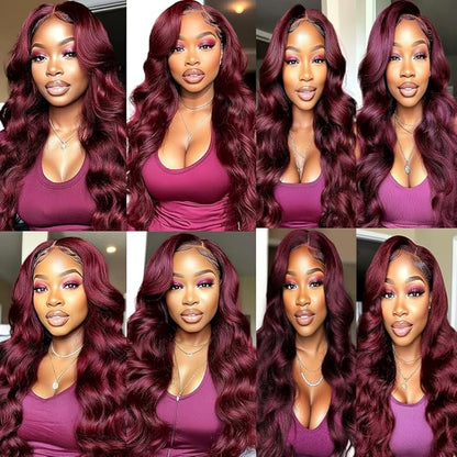 99j Burgundy Body Wave Bundles Wine Red Human Hair Body Wave Bundles Brazilian Wet and Wavy Soft Silky for Woman 12 14 16 Inch