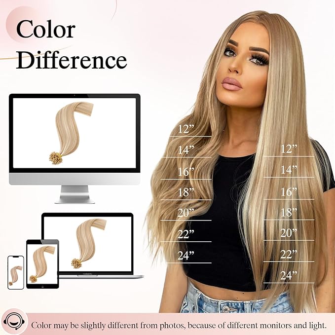 U Tip Hair Extensions Human Hair Pre Bonded Extensions Keratin Fusion Extensions K Tip Hair Extensions Real Human Hair Silky Straight Natural 50g/100 Stands 22" Dark Blonde