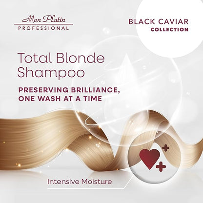 Mon Platin Professional Black Caviar Blonde Hair Shampoo - Intensive Moisturizing Shampoo for blonde, bleached, or Color Treated Hair - Special Antistatic Formula,SLS/Salt Free 500ML