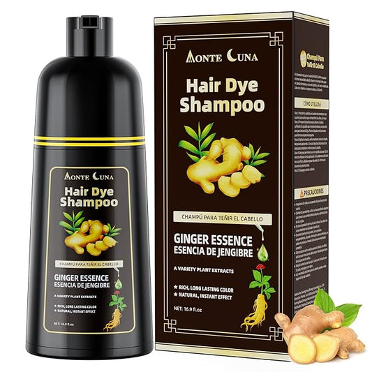 IIIMEIDU Darkbrown Hair Dye Shampoo 3 in 1, Natural Hair Dye Semi Permanent Hair Color, Gray Hair Cover Up, Ginger Essence shampoo for Color Treated Hair for Women and Men (500ml) 1