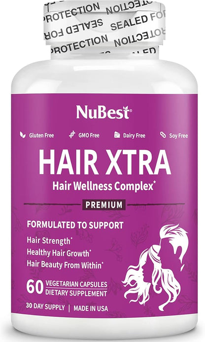 HairXtra - Hair Regrowth Vitamin for Faster Hair Growth - Hair Growth Vegan Capsules - Hair Thickening with Biotin, Zinc, MSM, B Vitamins, Choline - Hair Supplement, Hair Regrowth Capsules - Pack 2