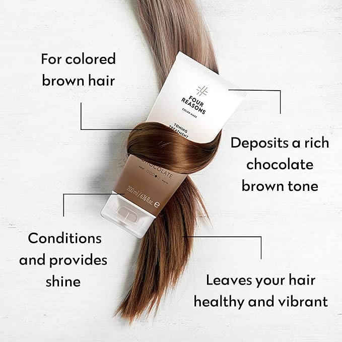 FOUR REASONS Hair Color Shampoo (8 Colors) - Sulfate Free Rich Brown Hair Toner - Color Depositing Shampoo for Color Treated Hair, Vegan, 8.45 Fl Oz (Chocolate/Brown)