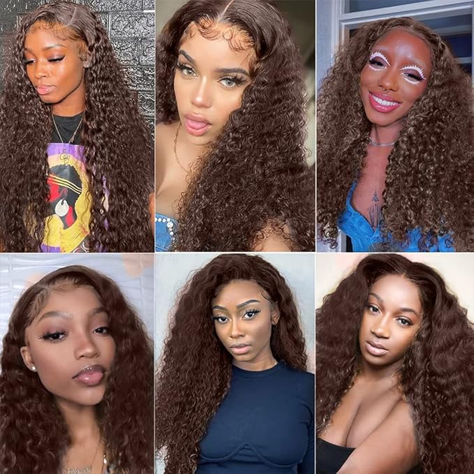 Brown Water Wave Bundles Human Hair Color 4 Bundle Niegmeag Peruvian Virgin Soft and Silky Remy Hair 3 Bundles 12 12 12 Inch Double Weft Hair Weave 300g