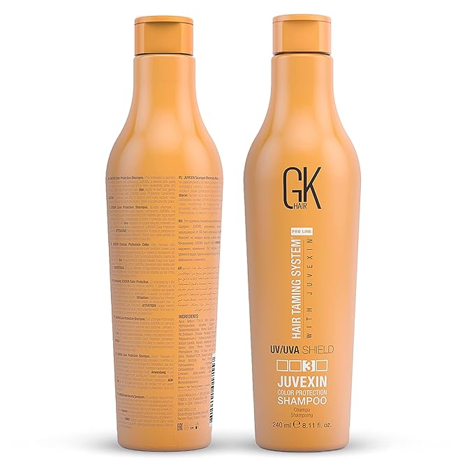 GK HAIR Shield Shampoo 8.11 Fl Oz – Color Safe, UV Protection, Aloe Vera & Argan Oil, Sulfate and Paraben Free, Repairs Damage, Boosts Shine, Hydrating, Vegan Hair Care