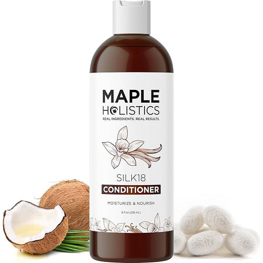 Silk Protein Conditioner for Damaged Hair - Ultra Moisturizing Conditioner for Dry Hair with Deeply Nourishing Shea Butter Argan Oil Green Tea & Aloe - Helps Define Curls & Control Frizz (8 Fl Oz)