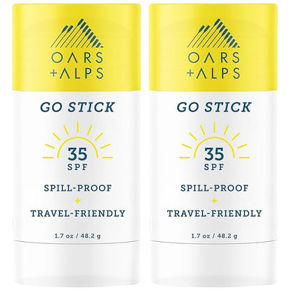 Oars + Alps Go Stick Clear SPF 35 Face Sunscreen, Skin Care Infused with Vitamin E and Antioxidants, Water and Sweat Resistant, TSA Friendly, 1.7 Oz, 2 Pack