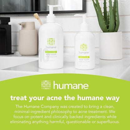 humane Benzoyl Peroxide Acne Face Wash - 5% Regular-Strength Acne Treatment for Face, Skin, Back and Body - 8 Fl Oz - Dermatologist-Tested Non-Foaming Cleanser - Vegan, Cruelty-Free
