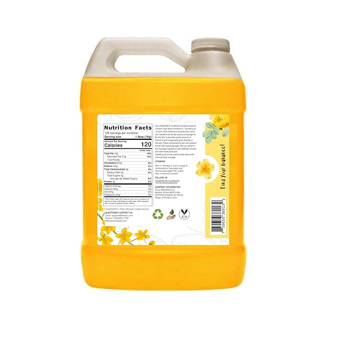 100% Pure Extra Virgin Unrefined Cold Pressed Camelina Seed Oil (64 oz)