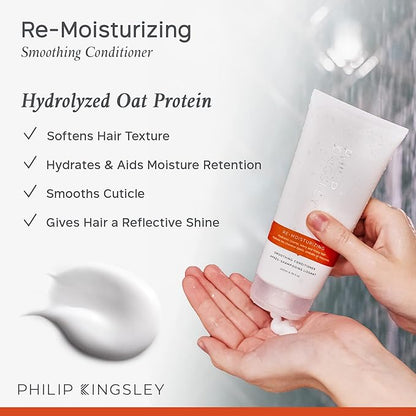 PHILIP KINGSLEY Re-Moisturizing Conditioner Smoothing for Curly, Frizzy, Wavy, Dry, Coarse Hair Hydrating Conditioner Taming, Hydrates, Tames, and Smooths, 6.76 oz