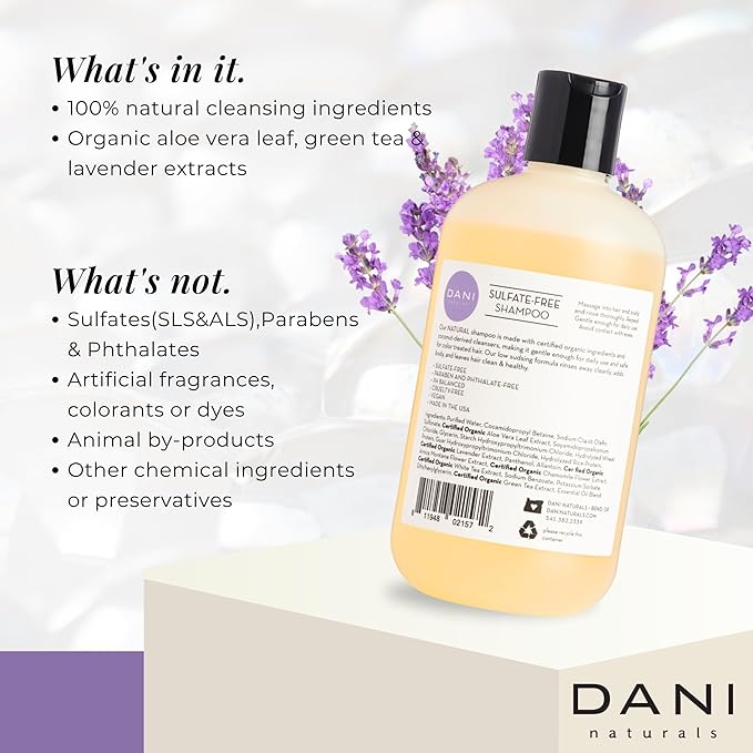 Naturals Shampoo - Lemongrass Lavender - Calming for the scalp; Scalp redness reduction; Reduces dandruff & dryness, 12 oz