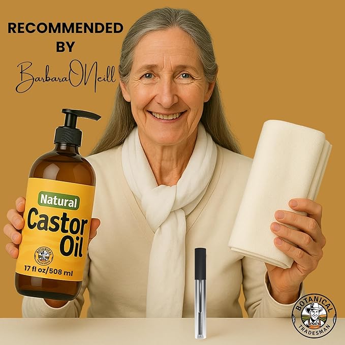 Organic Castor Oil (17 oz) Glass Bottle-100% Pure, Cold-Pressed, Hexane-Free, with 2 Resuable Organic Cotton Flannel Pack Wraps and Mascara Container for Skin, Hair, Eyelash's & Eyebrow's