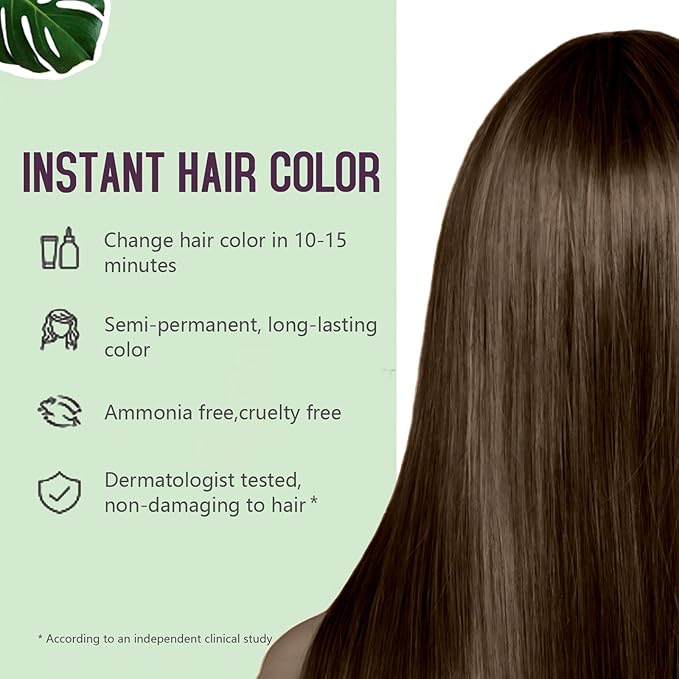 Fvquhvo Brown Hair Dye Shampoo, Hair Color Shampoo for Women Men, Covers Gray in Minutes, Long Lasting Brown Hair Dye, Champu Para Canas, Easy to Use 16.90 Fl Oz