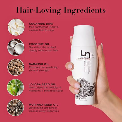 Unwash Anti-Residue Cleanse - Gentle, Ph-Balanced Clarifying Shampoo for Build Up Dirt and Oil, Safe for All Hair Types, 10 fl oz